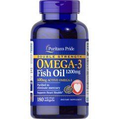 Puritan's Pride Double Strength Omega-3 Fish Oil 1200 mg, 180 капсул