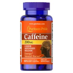 Puritan's Pride Caffeine 200 mg, 60 капсул