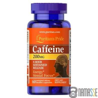 Puritan's Pride Caffeine 200 mg, 60 капсул