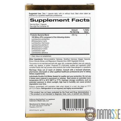 California Gold Nutrition LactoBif 100 Probiotics, 30 вегакапсул