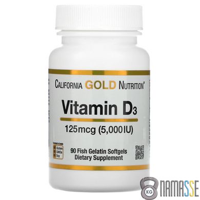 California Gold Nutrition Vitamin D3 125 mcg, 90 рибних капсул