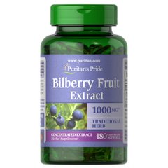 Puritan's Pride Bilberry Fruit Extract 1000 mg, 180 капсул