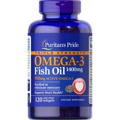 Puritan's Pride Triple Strength Omega 3 Fish Oil 1400 mg, 120 капсул