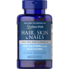 Puritan's Pride Hair Skin and Nails One Per Day Formula, 60 капсул