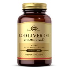 Solgar Cod Liver Oil Vitamin A & D, 100 капсул