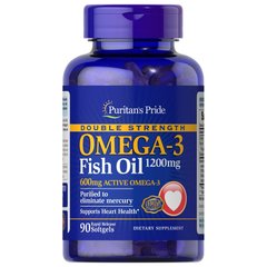 Puritan's Pride Double Strength Omega-3 Fish Oil 1200 mg, 90 капсул