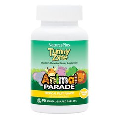 Natures Plus Animal Parade Children's Tummy Zume, 90 жувальних таблеток Тропічні фрукти