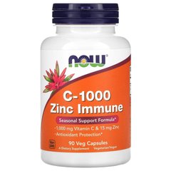 NOW Vitamin C-1000 & Zinc Immune, 90 вегакапсул