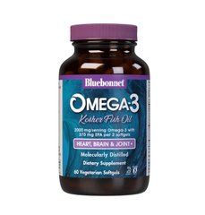 Bluebonnet Omega 3 Kosher Fish Oil, 60 вегакапсул