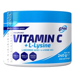 6PAK Nutrition Vitamin C + L-Lysine, 240 грам