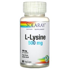 Solaray L-Lysine 500 mg, 60 вегакапсул