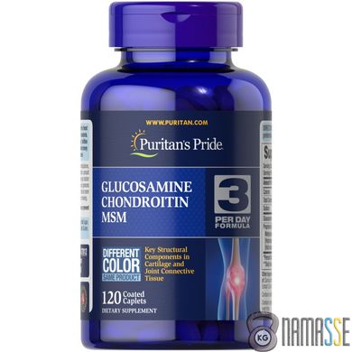 Puritan's Pride Chondroitin Glucosamine MSM 3 Per Day Formula, 120 каплет