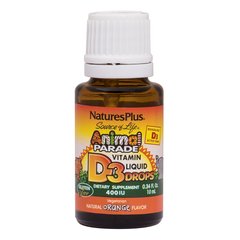 Natures Plus Animal Parade Vitamin D3 Liquid Drops, 10 мл Апельсин