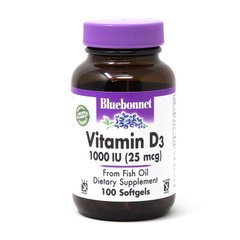 Bluebonnet Nutrition Vitamin D3 1000IU, 100 капсул