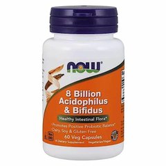 NOW 8 Billion Acidophilus & Bifidus, 60 вегакапсул