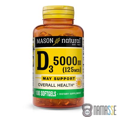 Mason Natural Vitamin D3 5000 IU, 100 капсул