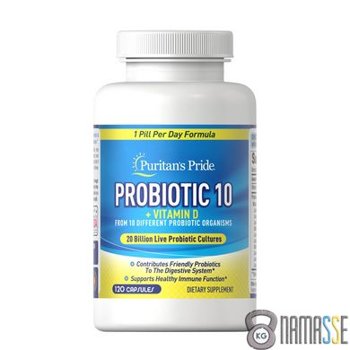 Puritan's Pride Probiotic 10 with Vitamin D, 120 капсул