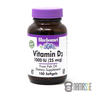 Bluebonnet Nutrition Vitamin D3 1000IU, 100 капсул
