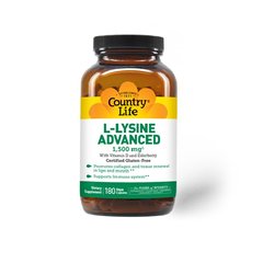 Country Life L-Lysine Advanced 1500 mg, 180 капсул
