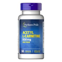 Puritan's Pride Acetyl L-Carnitine 500 mg, 60 капсул