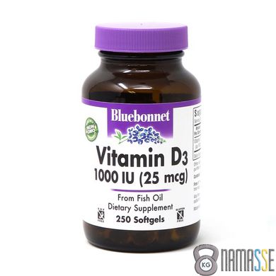 Bluebonnet Nutrition Vitamin D3 1000IU, 250 капсул
