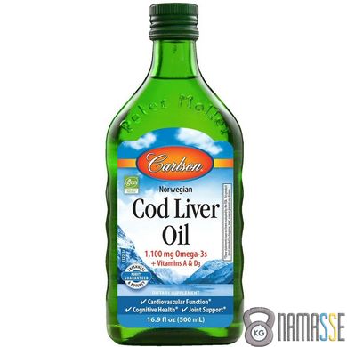 Carlson Labs Cod Liver Oil Liquid, 500 мл Натуральний