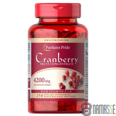 Puritan's Pride Cranberry Fruit Concentrate with C & E, 250 капсул