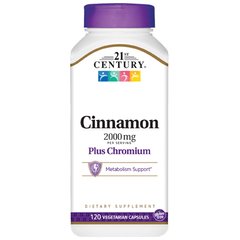21st Century Cinnamon Plus Chromium 2000 mg, 120 вегакапсул