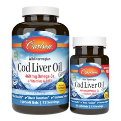 Carlson Labs Cod Liver Oil Gems, 150+30 капсул