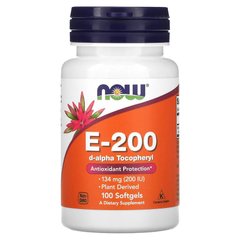 NOW Vitamin E-200 D-Alpha Tocopheryl, 100 капсул