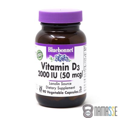 Bluebonnet Nutrition Vitamin D3 2000IU, 90 вегакапсул