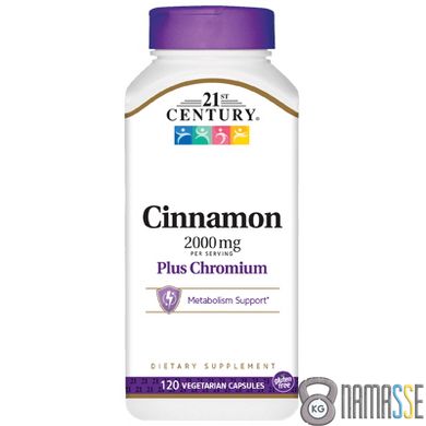 21st Century Cinnamon Plus Chromium 2000 mg, 120 вегакапсул