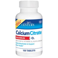 21st Century Calcium Citrate +D3 Maximum, 120 таблеток