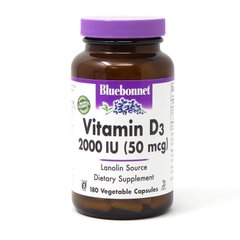 Bluebonnet Nutrition Vitamin D3 2000IU, 180 вегакапсул