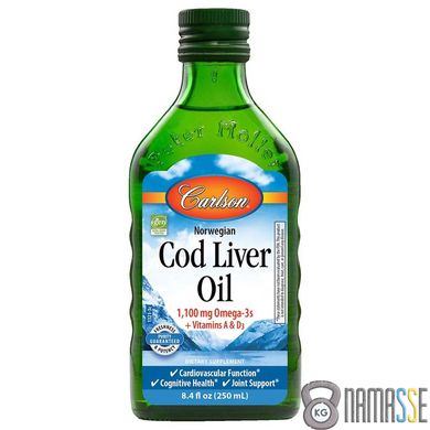 Carlson Labs Cod Liver Oil Liquid, 250 мл Натуральний