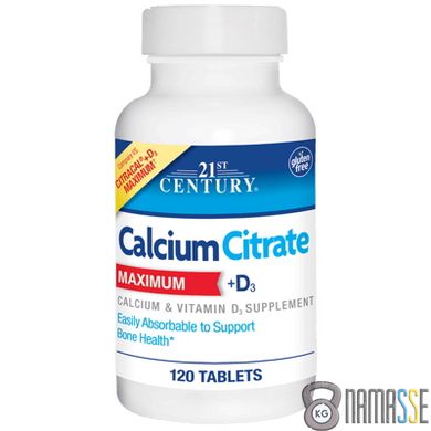 21st Century Calcium Citrate +D3 Maximum, 120 таблеток
