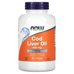 NOW Cod Liver Oil 650 mg, 250 капсул