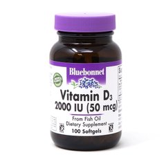 Bluebonnet Nutrition Vitamin D3 2000IU, 100 капсул