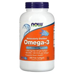 NOW Omega-3 1000 mg, 200 рыбных капсул