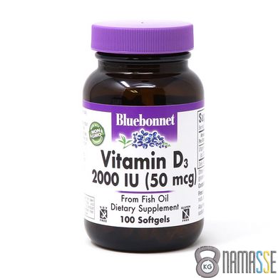 Bluebonnet Nutrition Vitamin D3 2000IU, 100 капсул