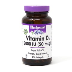 Bluebonnet Nutrition Vitamin D3 2000IU, 250 капсул