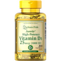 Puritan's Pride Vitamin D3 1000 IU, 200 капсул