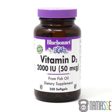 Bluebonnet Nutrition Vitamin D3 2000IU, 250 капсул