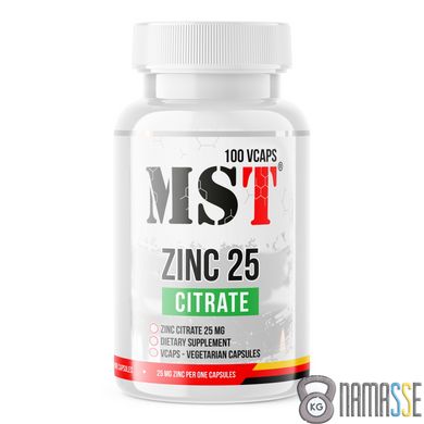 MST Zinc Citrate 25 mg, 100 вегакапсул