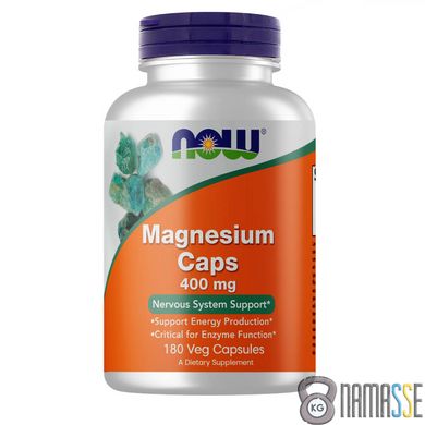 NOW Magnesium 400 mg, 180 вегакапсул