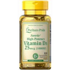 Puritan's Pride Vitamin D3 1000 IU, 100 капсул