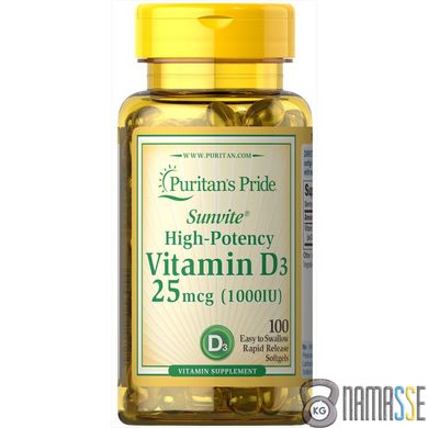 Puritan's Pride Vitamin D3 1000 IU, 100 капсул