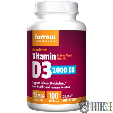 Jarrow Formulas Vitamin D3 1000 IU, 100 капсул