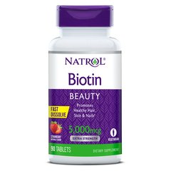 Natrol Biotin 5000 mcg, 90 таблеток - полуниця