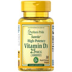 Puritan's Pride Vitamin D3 1000 IU, 30 капсул